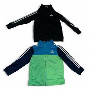 Adidas Track Suit Jackets Baby Boy 24M LOT of 2 Black & Green/Blue Color Block